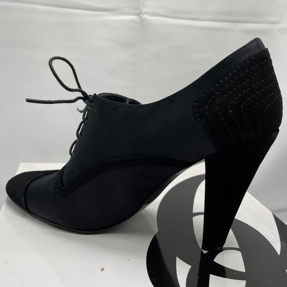 NINE WEST Tenant Black Satin High Heel Lace-up Shootie Size 8.5M NIB - Picture 5 of 12